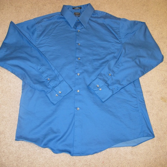 Arrow Fitted Men's Blue Collared Button Down Office Shirt Size 17.5 (36/37) GUC - Picture 4 of 4